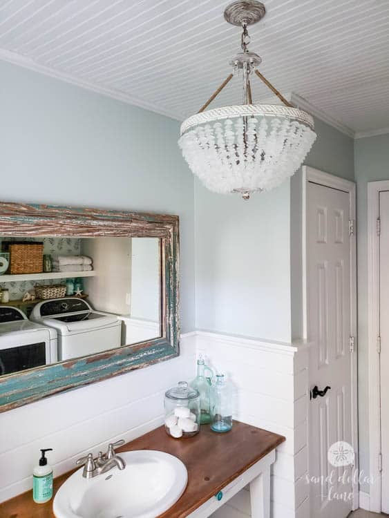 Sherwin Williams Sea Salt in the bathroom or laundry room