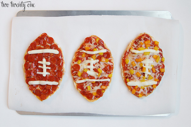 pita pizzas footballs