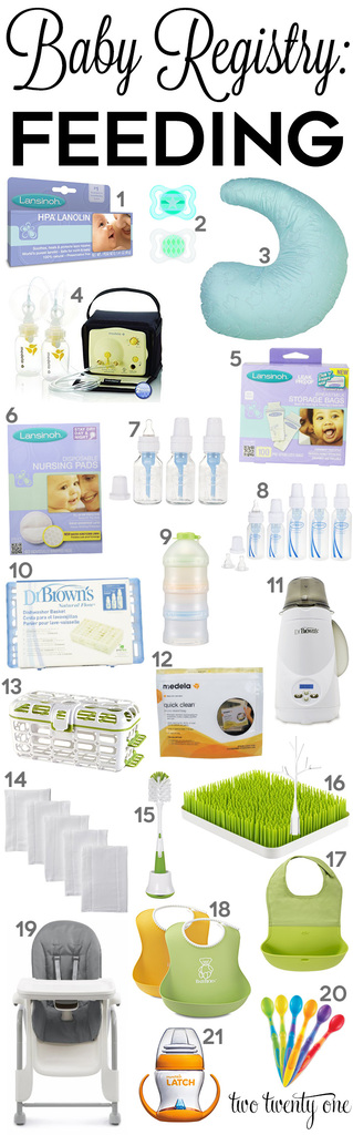 Must have baby registry feeding products! From bottles to bibs, these are the most popular feeding products to include on your baby registry.