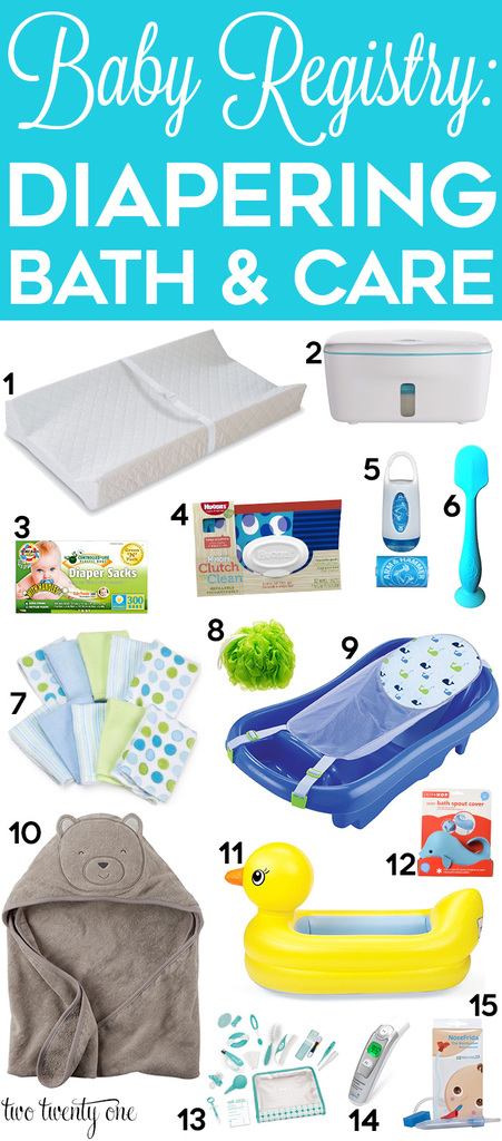 Diapering, bathing, and baby care suggestions to include on your baby registry!