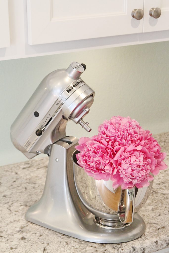 peonies in mixer