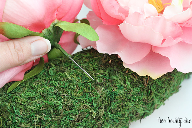 peony and moss wreath