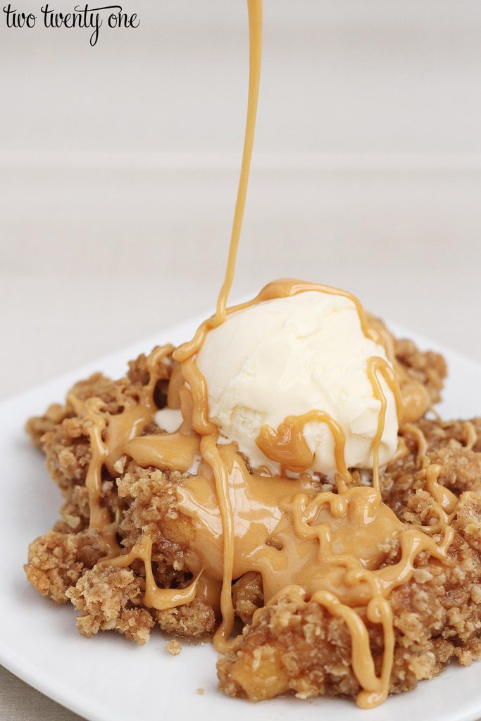 Delicious caramel apple crisp!