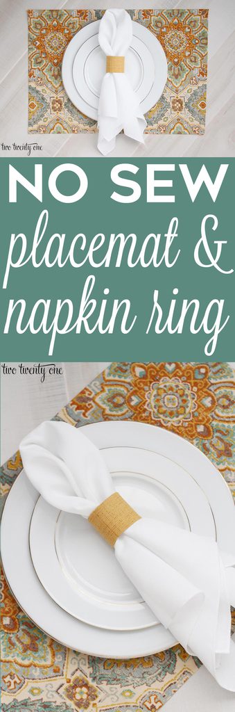 Quick and easy no sew placemat and fabric covered napkin ring!