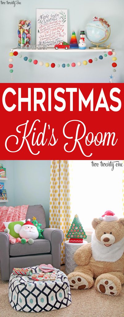 A kid's room decorated for Christmas! Love all the color and ideas!