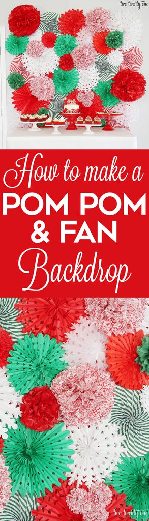How to make a tissue paper pom pom and fan backdrop! Great step by step tutorial!