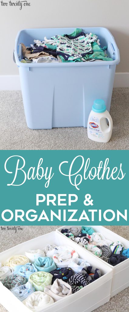 Baby clothes prep and organization! Tips and tricks for cleaning previously-worn baby clothes and organizing them!