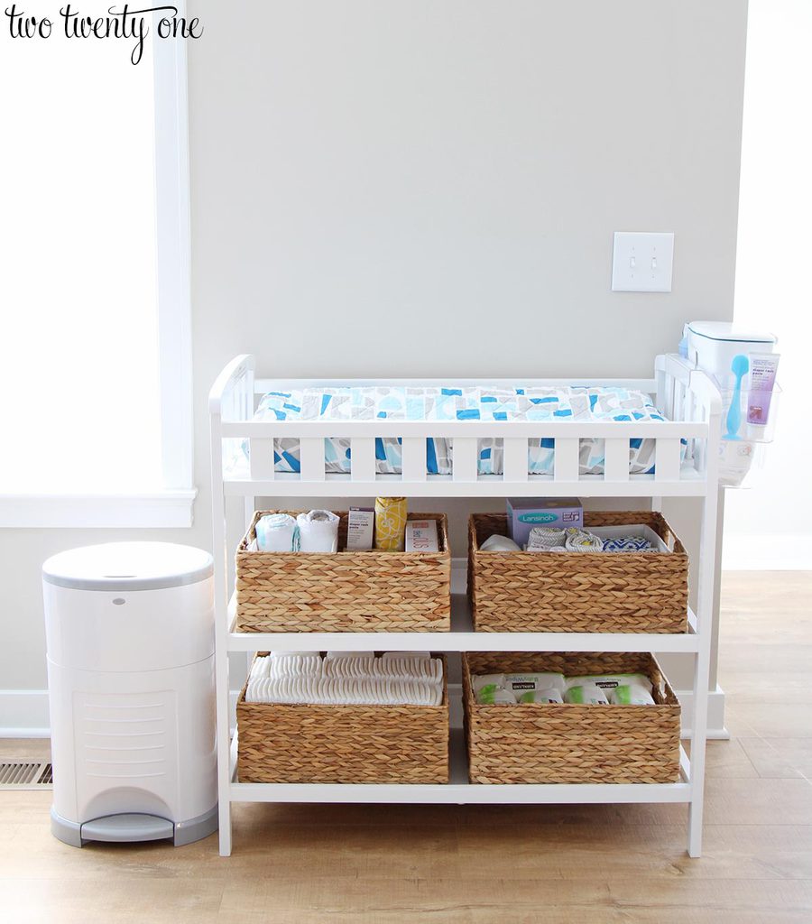 baby change table storage baskets