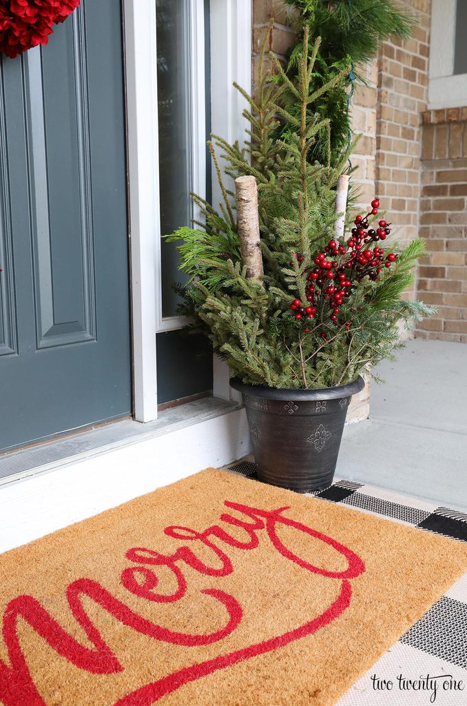 merry door mat with planter