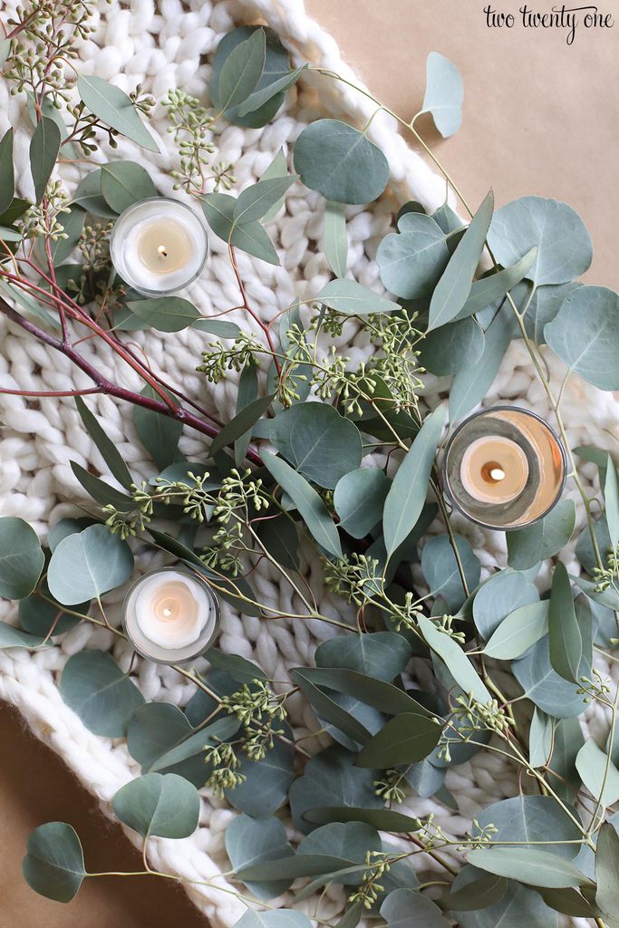 eucalyptus and candles