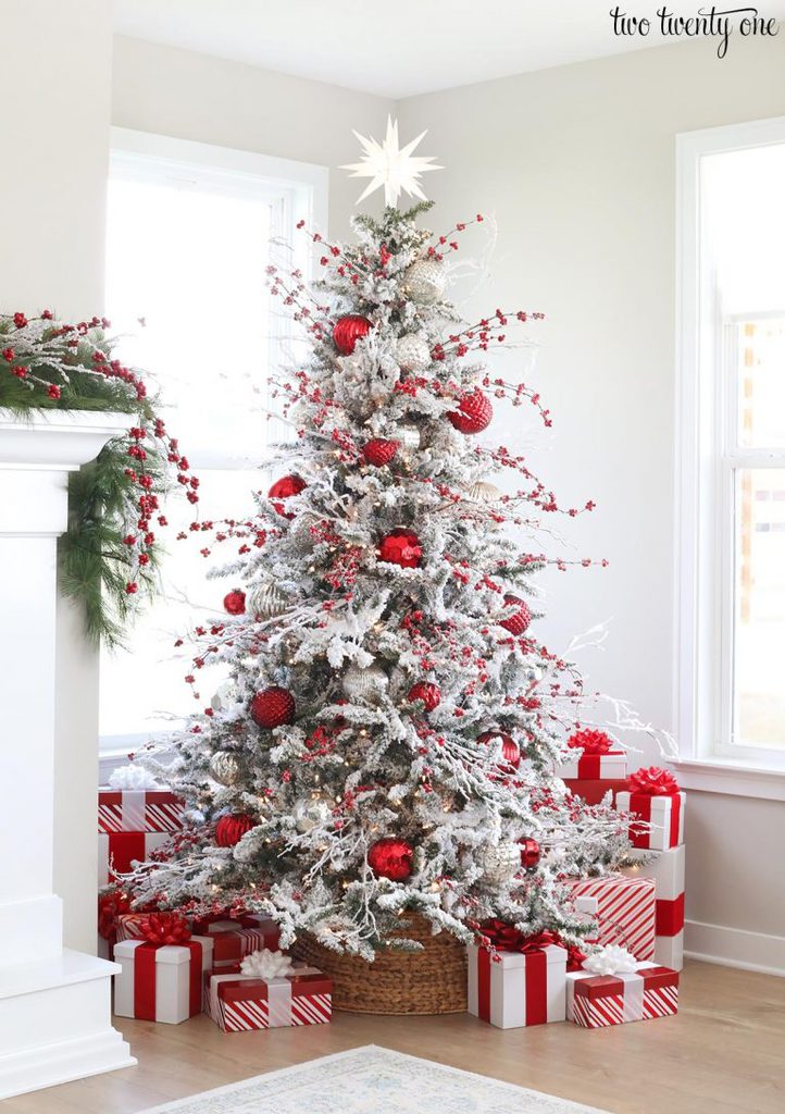 Flocked white sales christmas tree