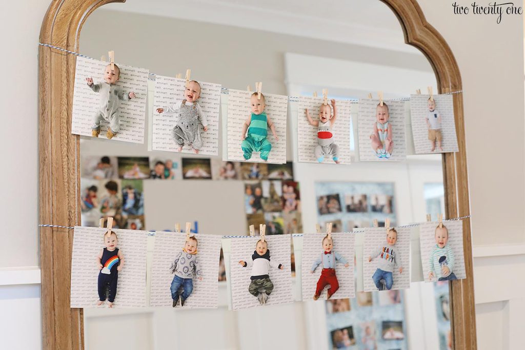 first birthday party photo display