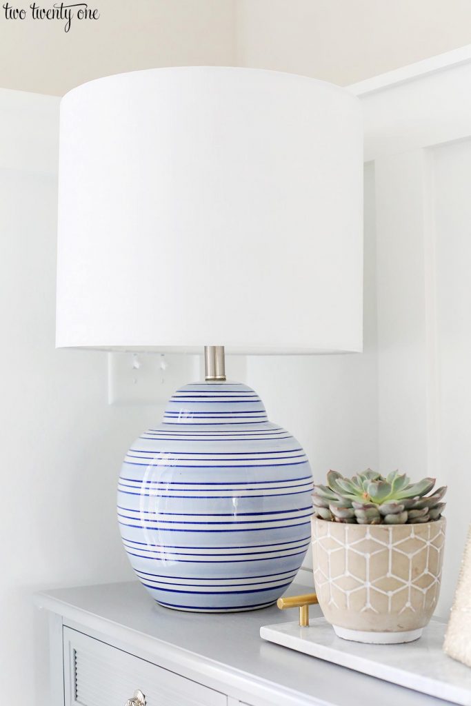 blue striped lamp