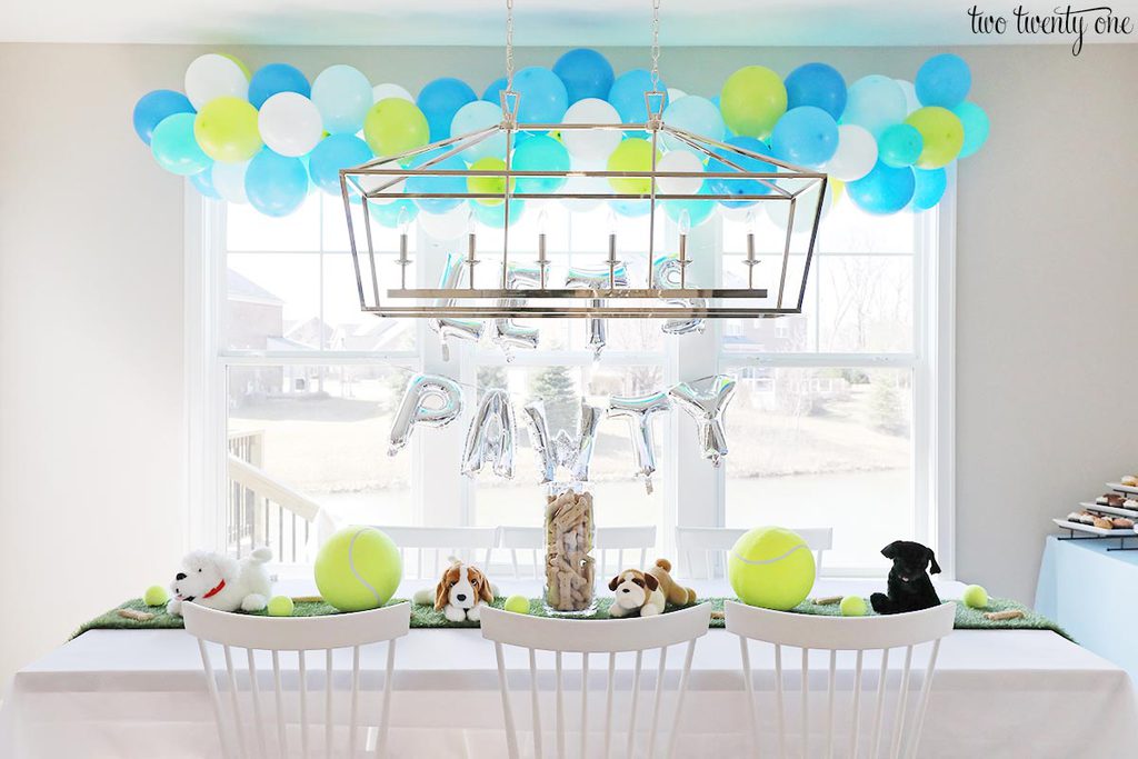 blue and green balloon garland