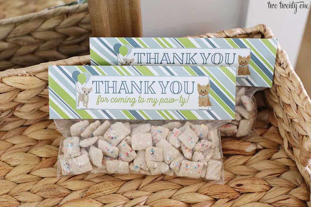 puppy chow birthday party favors