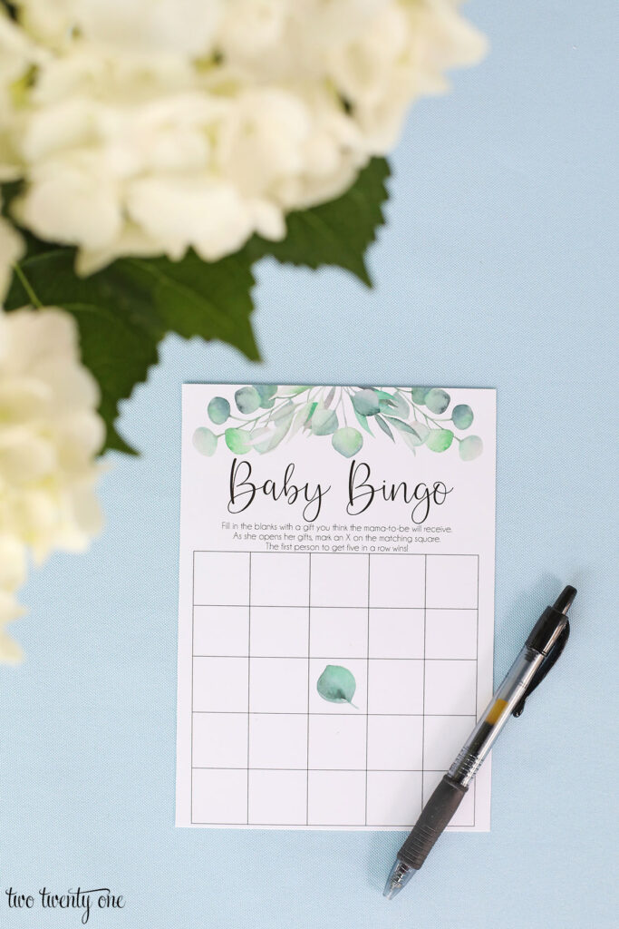 baby shower bingo