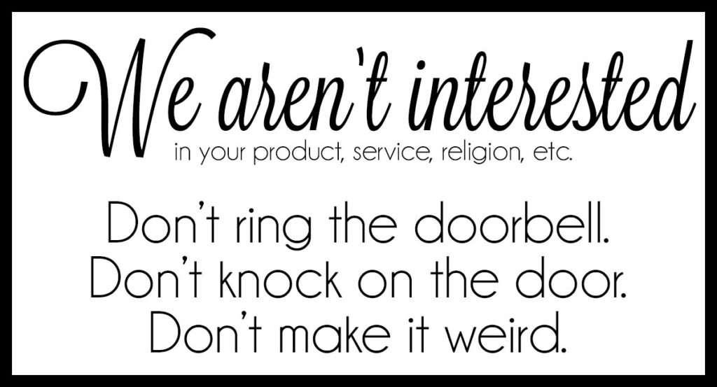Do Not Knock Do Not Ring Bell Hanging Sign Don\u2019t Make It Weird No Soliciting Sign