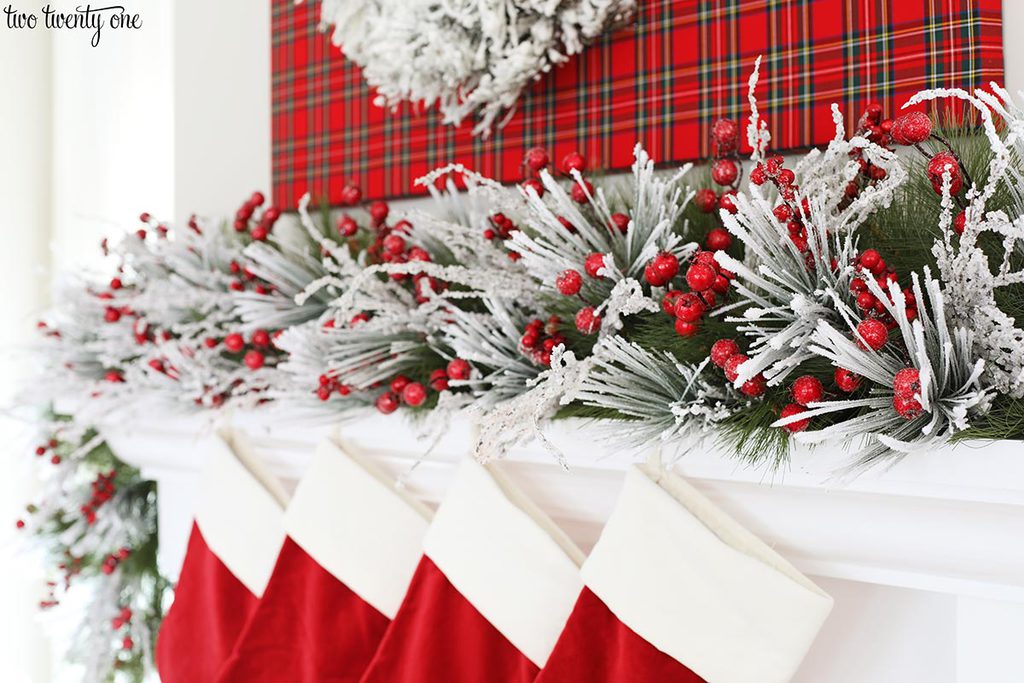 Plaid Christmas Mantel