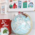 santa on globe