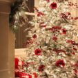 red flocked christmas tree