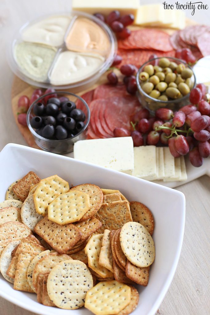 Aldi charcuterie board with crackers