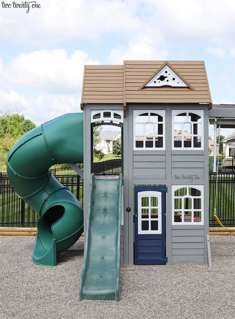 gray and white outdoor playset