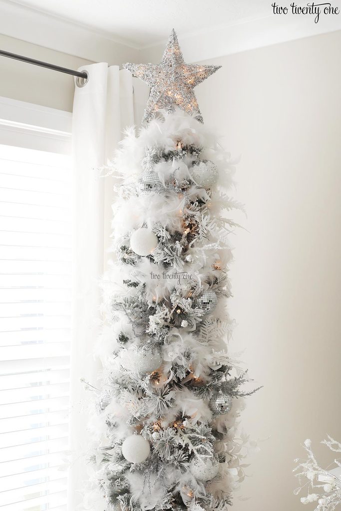 silver and white Christmas tree
