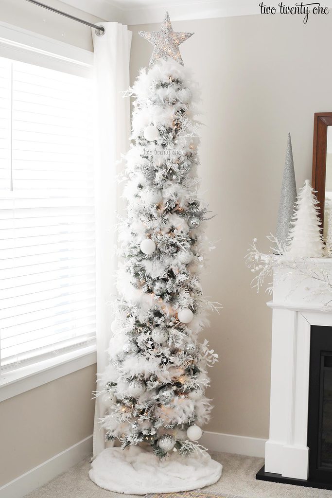 white and silver Christmas tree