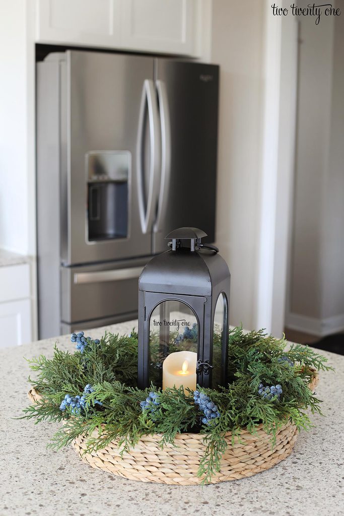 wreath and lantern centerpiece