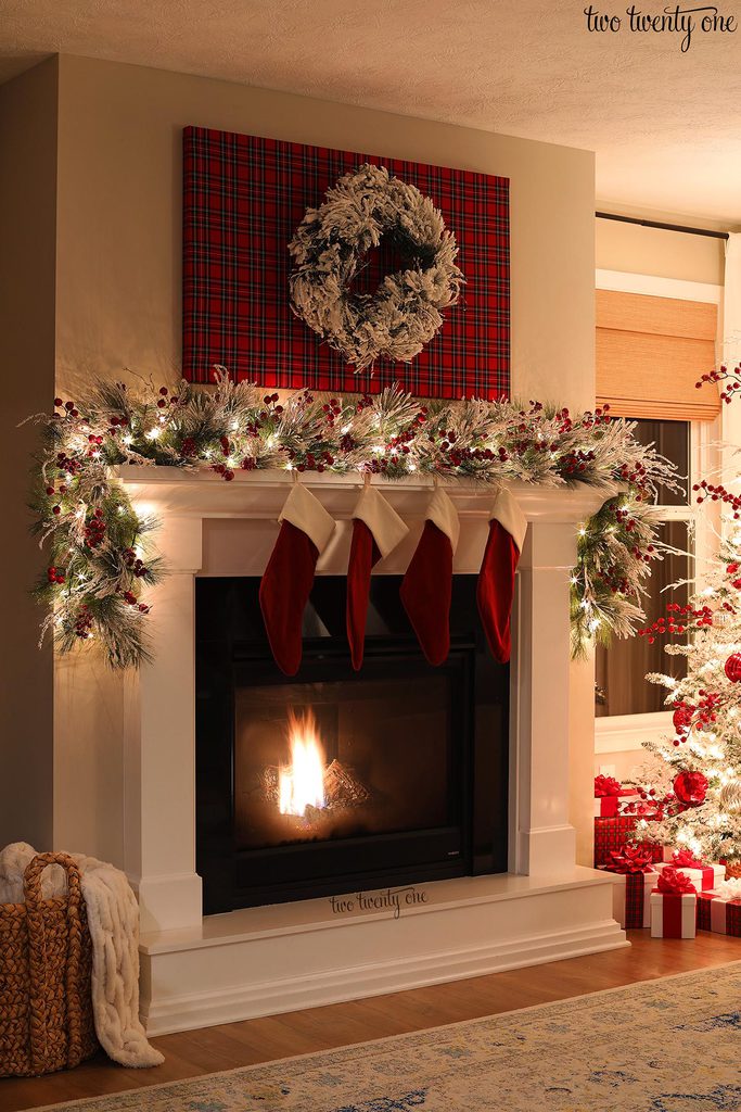 christmas fireplace at night
