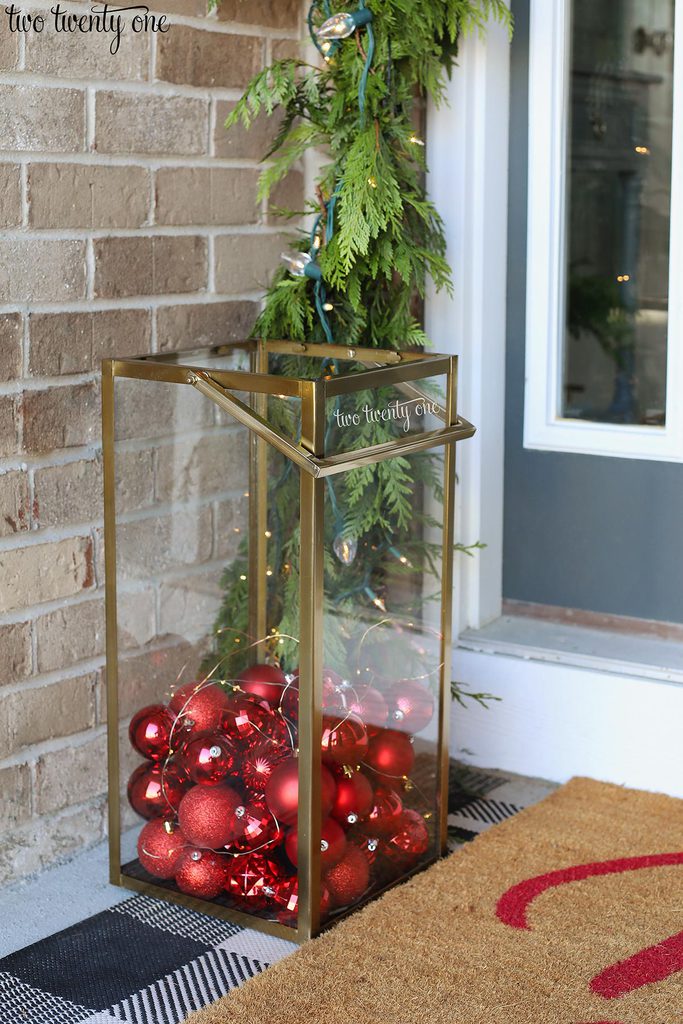 lantern with red ornaments