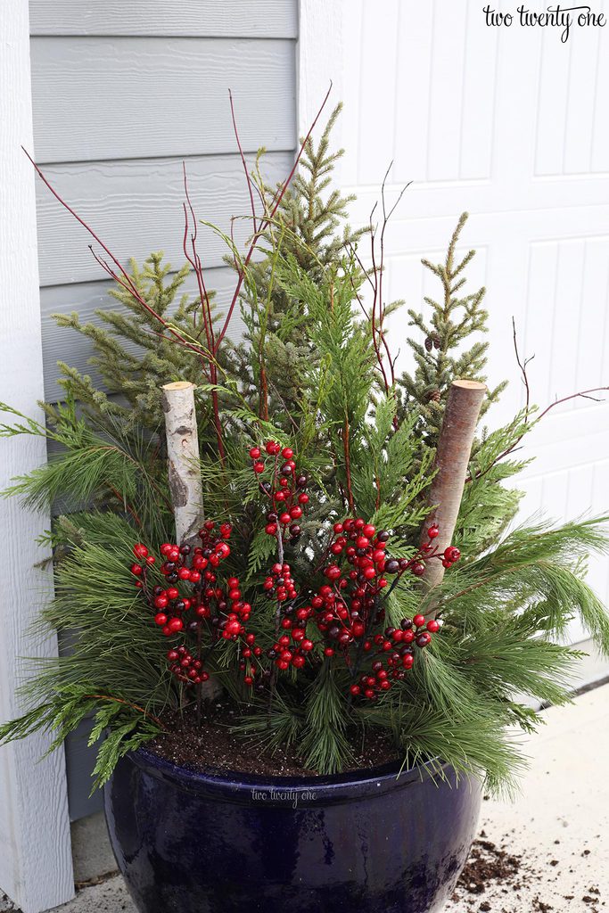 large outdoor winter planter