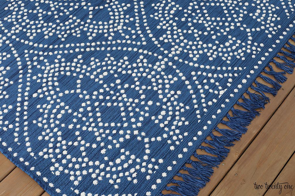 Navy Jeweled Medallion Woven Outdoor Rug