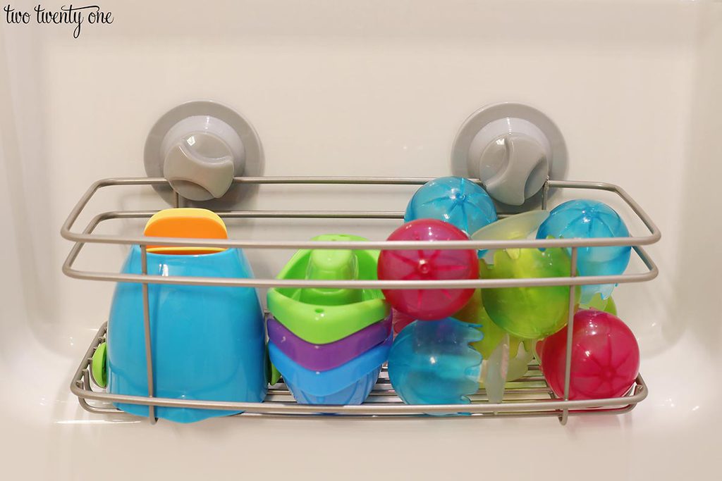 shower basket with toys