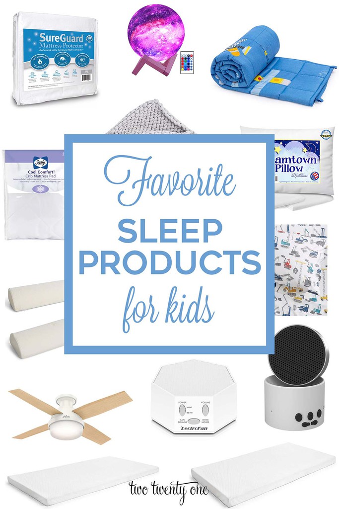 collage of favorite sleep products for kids