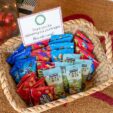 basket filled with snacks for delivery driver