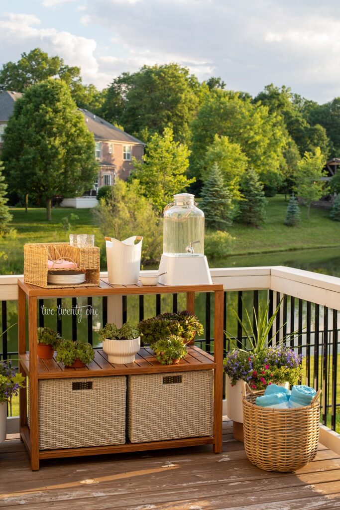 drink station on outside deck