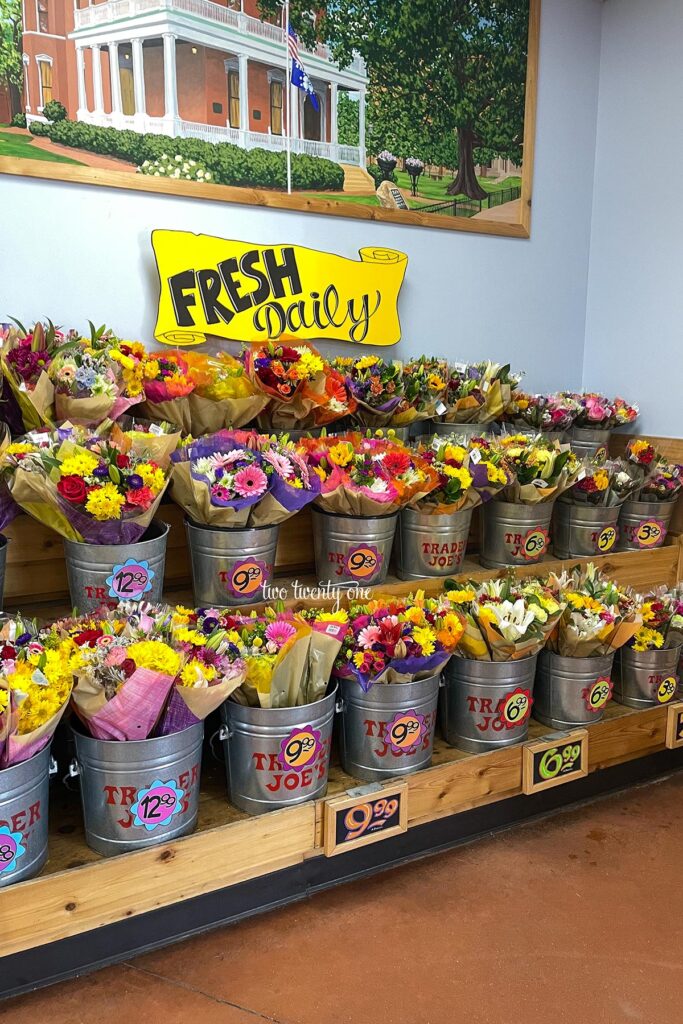 pre-arranged flower bouquets at Trader Joe's