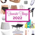 A collage of various items-- fitbit, slippers, lumify eye drops, ear dryer, soma vanishing edge underwear, ballard lamp shade, adjustable bed, hum by colgate child toothbrush, pillows, no 7 finishign powder, nars lip gloss, and all nighter makeup setting spray.