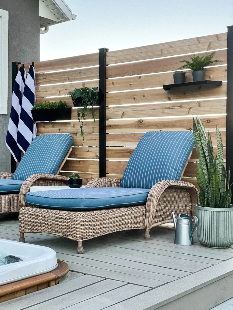 horizontal cedar deck privacy screen by honey built home