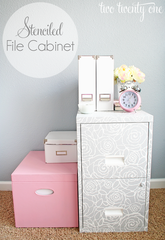 Stenciled File Cabinet Two Twenty One