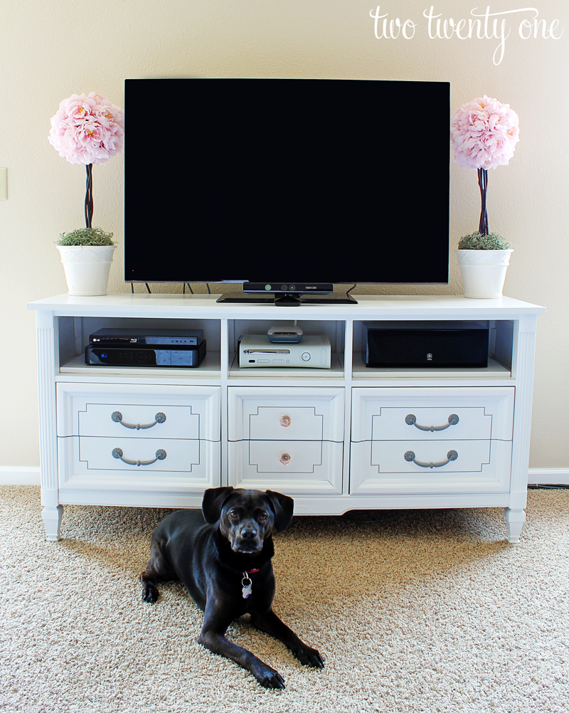 How To Turn A Dresser Into A Tv Stand Diy Two Twenty One for Tv Stand Dresser For Bedroom