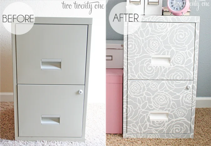 stenciled file cabinet - two twenty one